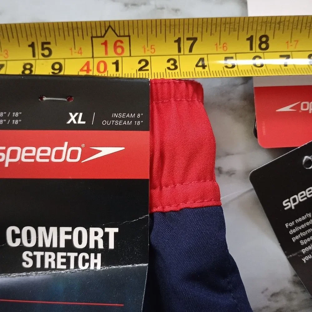 NWT Speedo Blue/Red Swim UPF 50+ Trunks Size XL